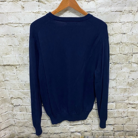 Express Navy Blue Italian Merino Wool V Neck Sweater - Picture 3 of 5